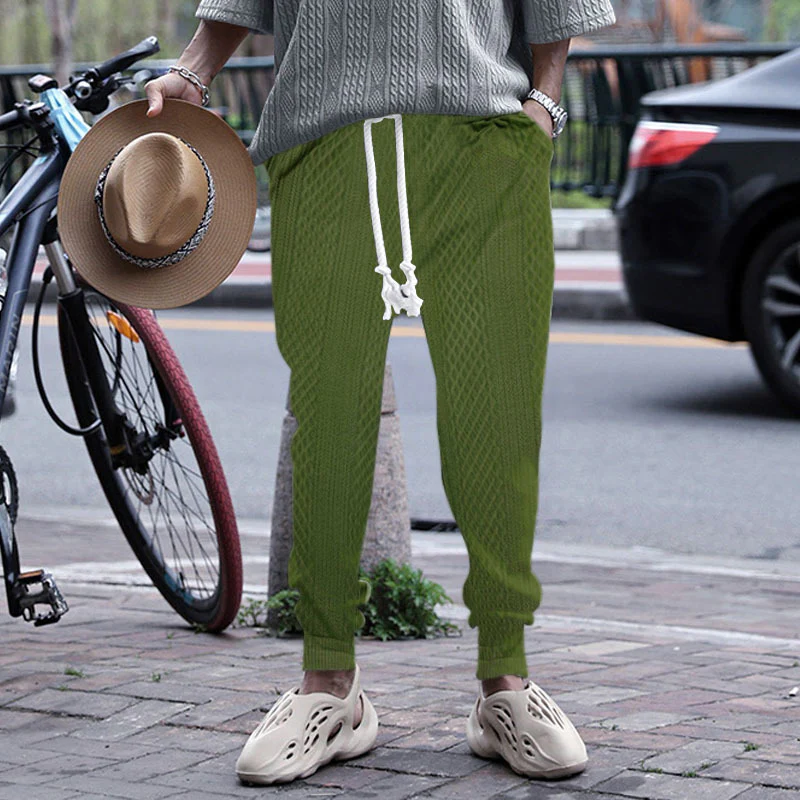 Men's jacquard plus-size drawstring pants